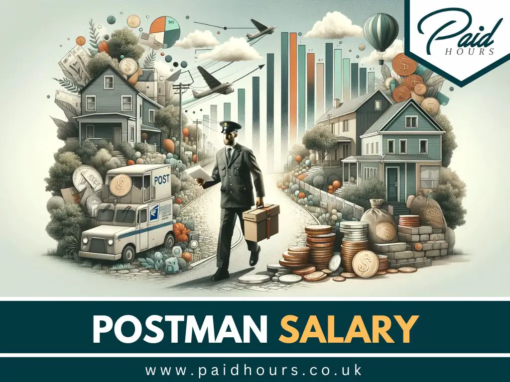 Illustration of a postman delivering mail, symbolizing postal services and salary trends